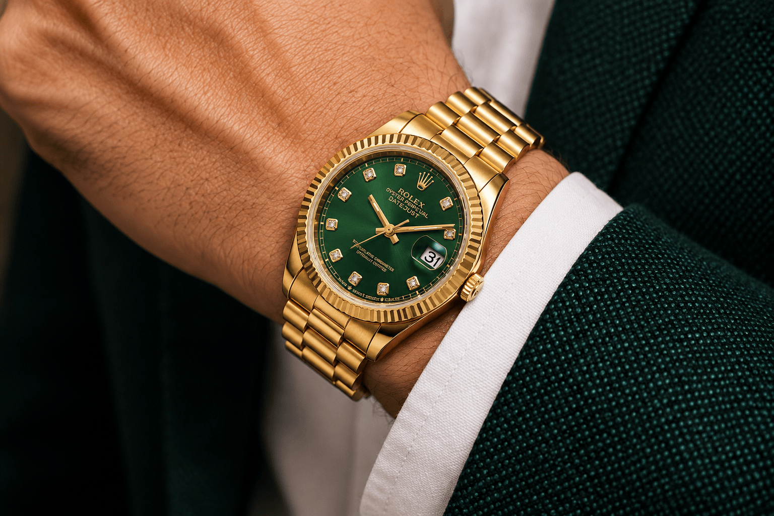 Montre Rolex Golden Prestige Verte/Gold