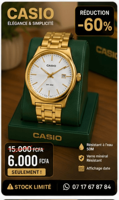 Montre Casio Blanche/Gold