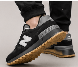 New Balance 574 Noir & Semelle Gomme