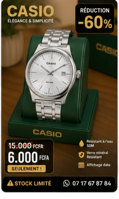 Montre Casio Blanche/Argent