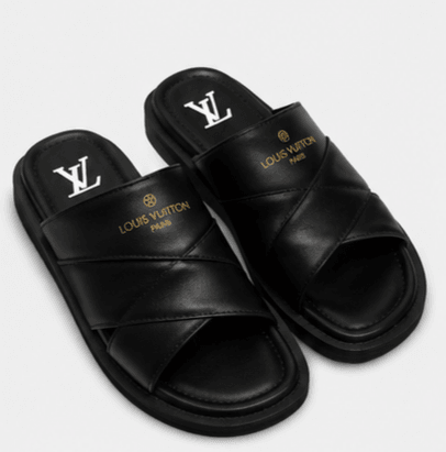 Mules Louis Vuitton Monogram Noir Or