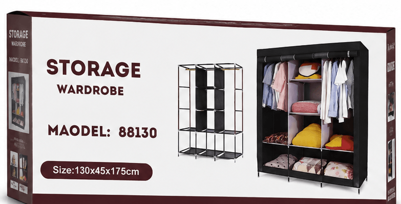 Armoire Rangement Tissu Noir/Gris
