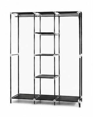 Armoire Rangement Tissu Noir/Gris
