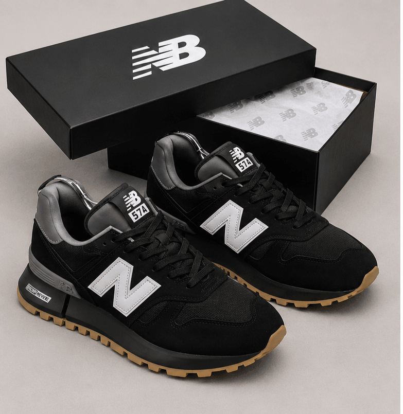 New Balance 574 Noir & Semelle Gomme