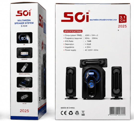 Système Haut-Parleurs SOI Multimédia 3.1CH Noir/Bleu