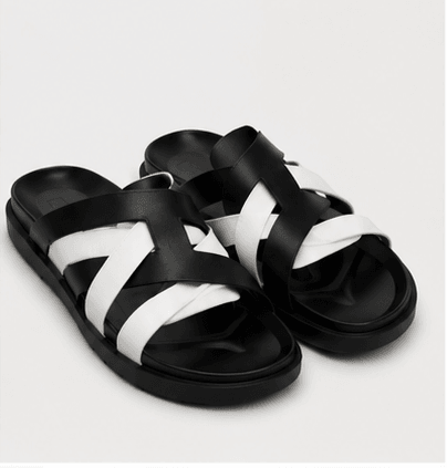Sandales Croisées Noir/Blanc