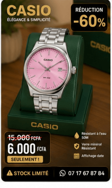 Montre Casio Rose/Argent