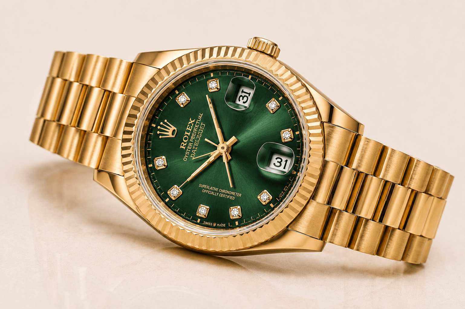 Montre Rolex Golden Prestige Verte/Gold