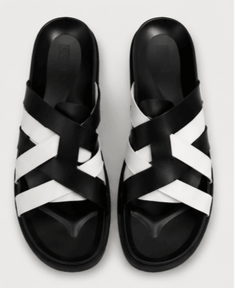 Sandales Croisées Noir/Blanc