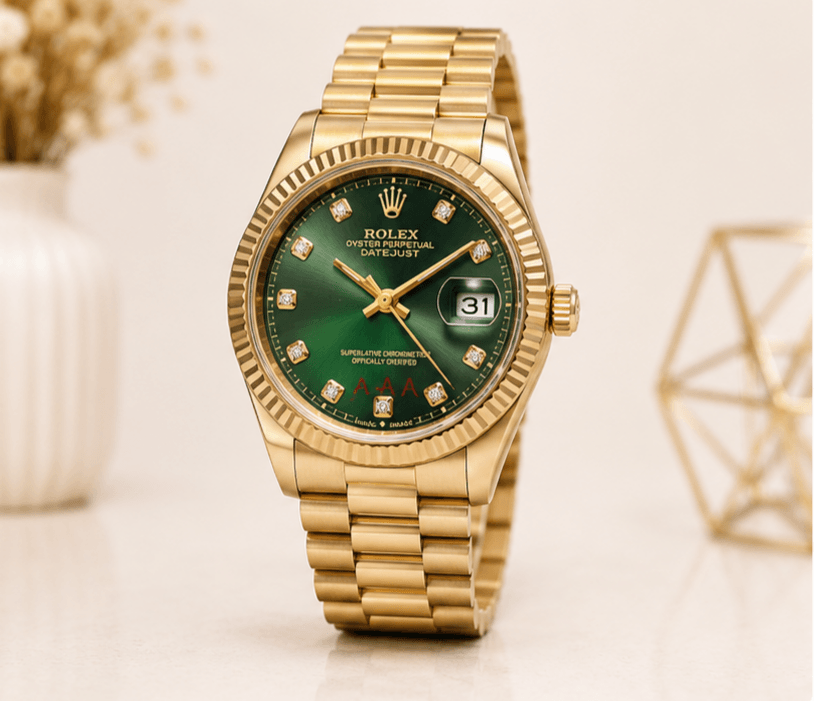 Montre Rolex Golden Prestige Verte/Gold