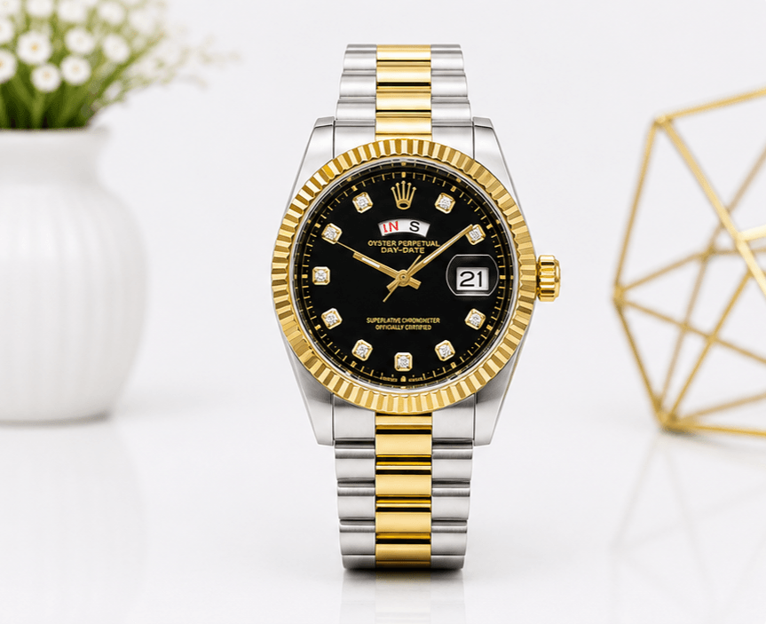 Montre Rolex Onyx Prestige Noir/Argent/Gold